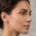 Aretes Topos Cuadrados Pavé Bañados en Oro y Oro Blanco - Imagen 2