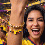 Pulsera de Dijes de la Selección de Colombia Bañada en Oro con Charms de Camiseta y Bandera - Imagen 2