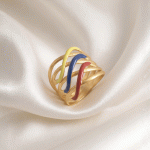 Anillo de la Selección de Ecuador Bañado en Oro Mate con Ondas Tricolor