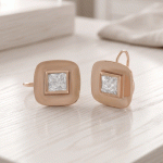 Aretes de Clip Bañados en Oro Italiano de 24KT con Circón Cuadrado