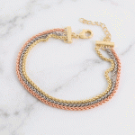 Pulsera Multicapa de Cadena Tejida Bañada en 3 Oros para Damas