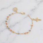Pulsera Denario en Baño de 3 Oros con Medalla de San Benito y Cruz
