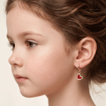 Aretes de Argolla Huggie para Niñas Bañados en Oro con Dijes Colgantes de Sandia en Forma de Corazón Esmaltados - Imagen 2