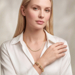 Juego de Collar Cadena Plana y Pulsera Rígida Abierta para Damas Bañados en Oro - Imagen 2