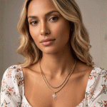 Collar Doble para Damas Bañado en 3 Oros con Dije Floral de Circones - Imagen 2