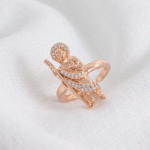 Anillo Ajustable de San Judas Tadeo Bañado en Oro con Circones