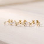 Set Combo de 3 Pares de Aretes Bañados en Oro con Moños, Mariposas y Circones
