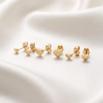 Set Combo de 3 Pares de Aretes Bañados en Oro Corazones Lisos Graduados