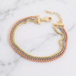 Pulsera Multicapa de Cadena Tejida Bañada en 3 Oros para Damas