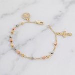 Pulsera Denario en Baño de 3 Oros con Medalla de San Benito y Cruz