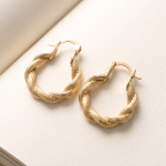 Argollas para Dama Bañadas en Oro con Diseño Trenzado Estilo Cuerda