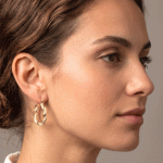 Argollas para Dama Bañadas en Oro con Diseño Trenzado Estilo Cuerda - Imagen 2