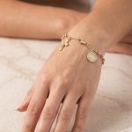 Pulsera Denario en Baño de 3 Oros con Medalla de San Benito y Cruz - Imagen 2