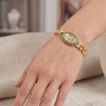 Pulsera Bañada en Oro con Medalla de la Virgen de Guadalupe con Circones Verdes - Imagen 2