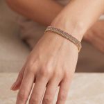 Pulsera Multicapa de Cadena Tejida Bañada en 3 Oros para Damas - Imagen 2