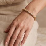 Pulsera Articulada de Cuentas Cilíndricas en Pavé de Circones Bañada en Oro para Dama - Imagen 2
