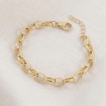 Pulsera de Eslabones Ovalados Rolo Gruesos Bañada en Oro para Dama