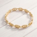 Brazalete Rígido Articulado de Eslabones Marinero Calabrote Bañado en Oro para Dama