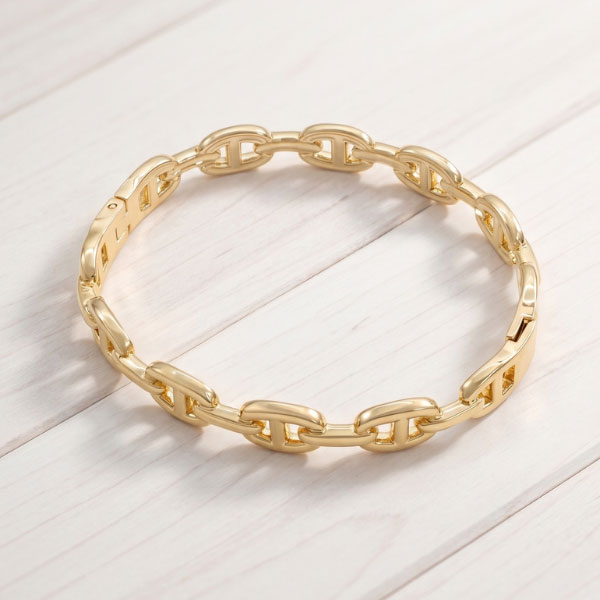 317 Brazalete Rígido Articulado de Eslabones Marinero Calabrote Bañado en Oro para Dama - Imagen 1