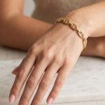 Brazalete Rígido Articulado de Eslabones Marinero Calabrote Bañado en Oro para Dama - Imagen 2