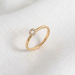 Anillo Minimalista con Círculo Calado en Pavé de Micro circones Bañado en Oro para Dama